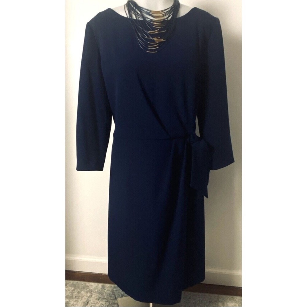 TAHARI Navy Midi Pencil Dress